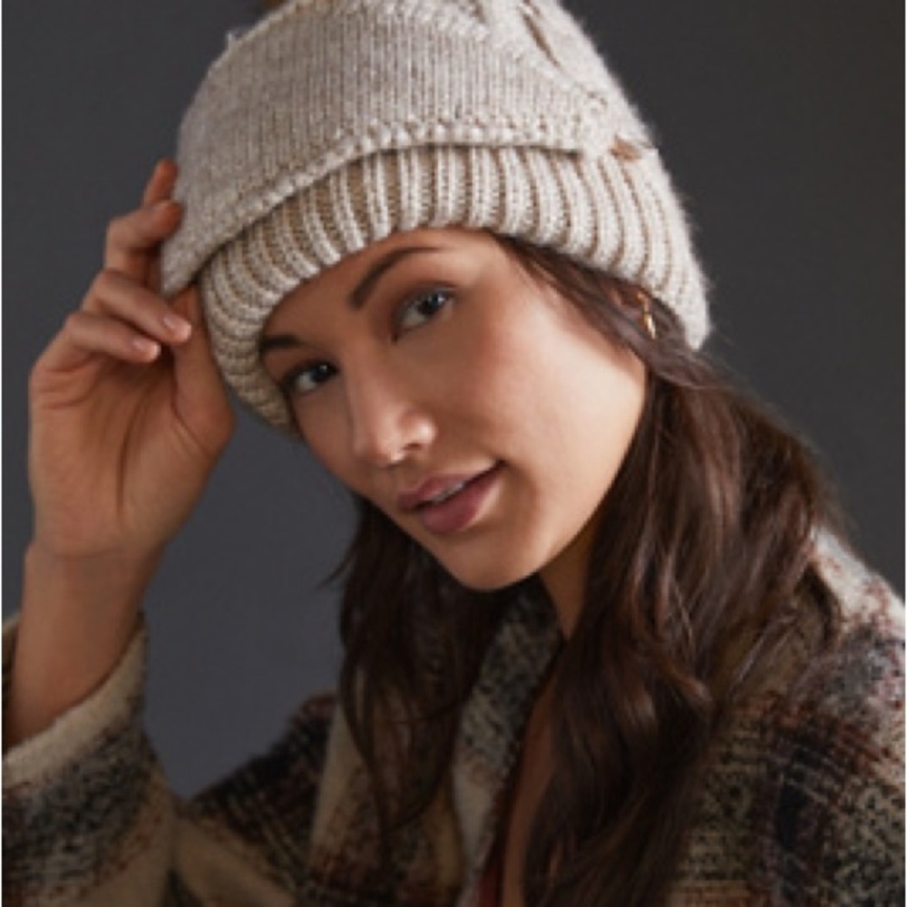 Anthropologie Beige Knit Beanie